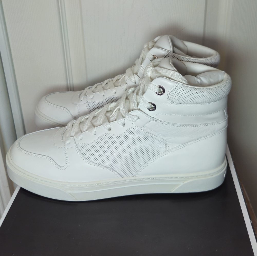 Michael Kors Barett Leather High-Top Men's Sneakers Optic White 42F3BRFE5L - Picture 3 of 9